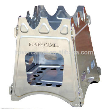 Poêle à bois de pliage de chameau inox Rover extérieure Portable Camping cuisson poêle à bois 520g